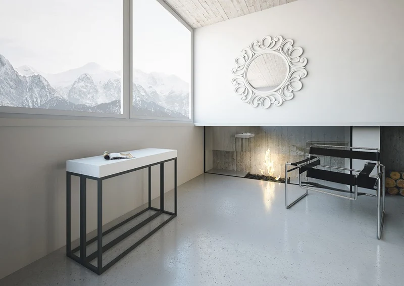 Epoca - Consolle allungabile moderna da ingresso cm 90x40/300x77h - Bianco Poro Aperto
