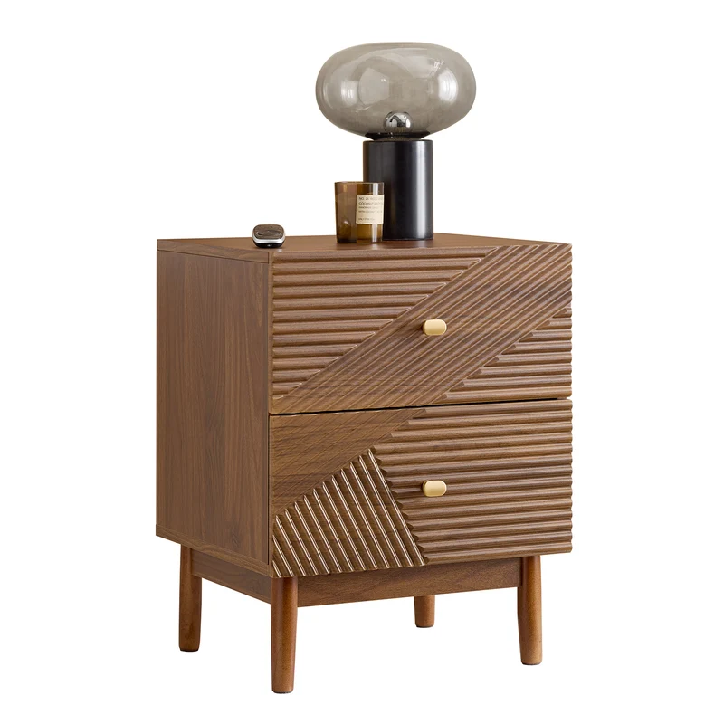 SoBuy FBT170-N Comodino Vintage con 2 Cassetti, Tavolino in Legno con Gambe in Legno di Gomma, Comodino per Camera da Letto, Soggiorno e Studio, Marrone, L45 × P40 × H58 cm