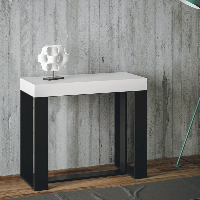 Futura - Tavolo consolle allungabile moderna cm 90x40/300x77h - Bianco poro aperto
