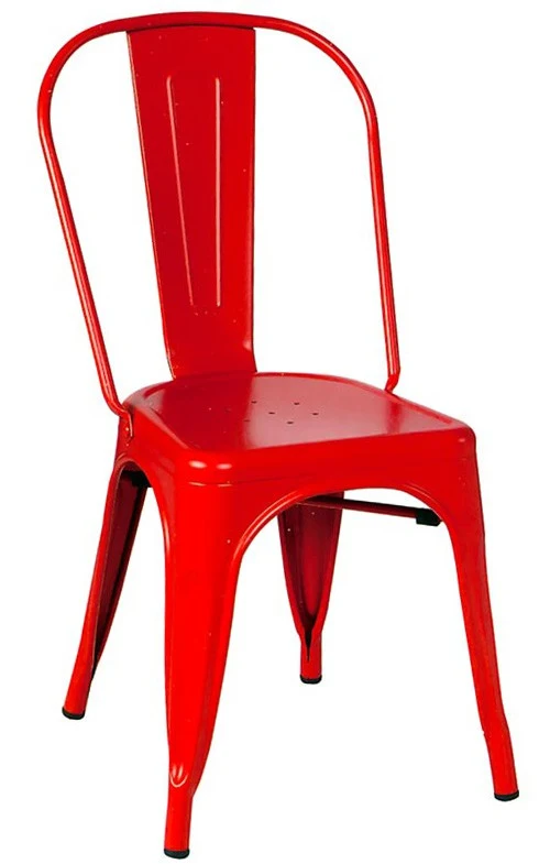 Set da 2 Sedia in metallo verniciato impilabile rossa da interno ed esterno