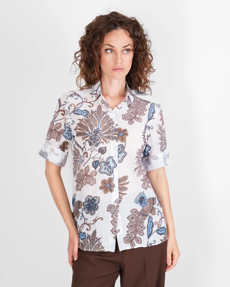 Camicia in mussola di cotone fantasia BV26-111