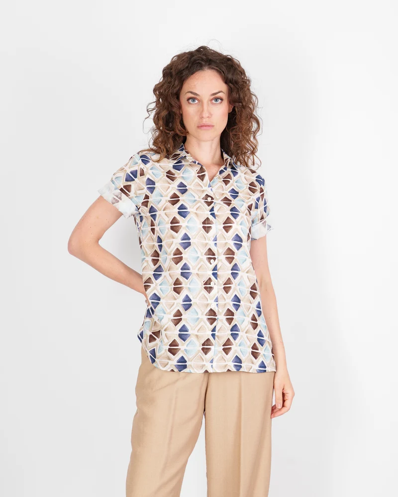 Camicia in puro lino fantasia 26-100