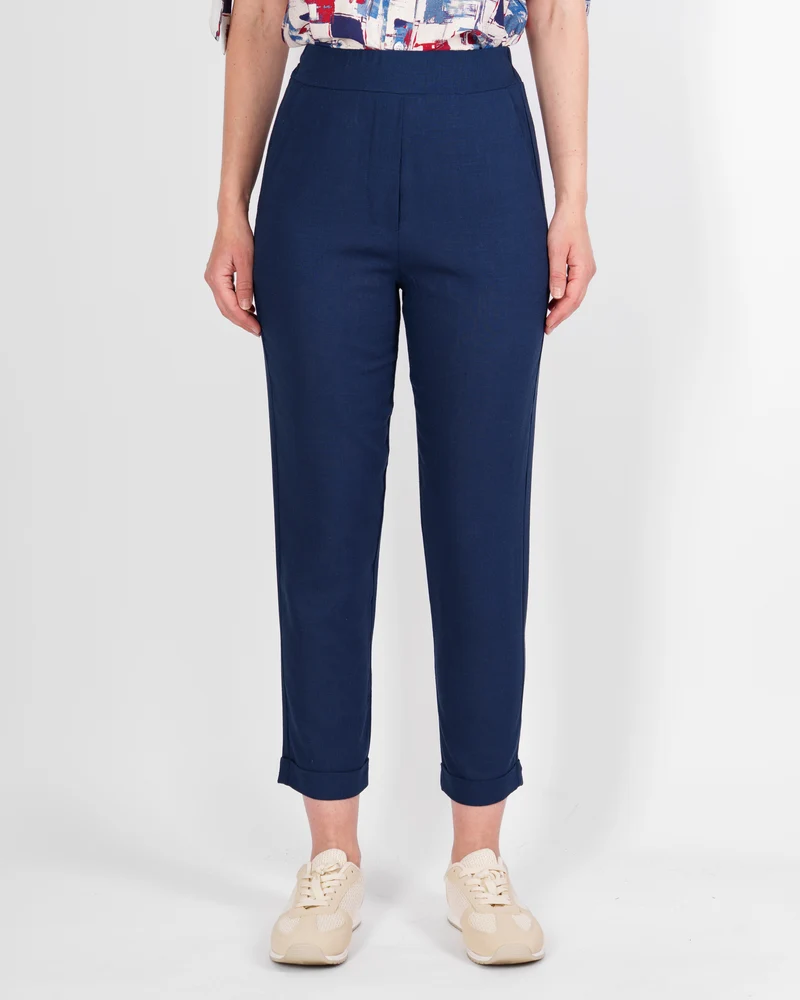 Pantalone in Lino e Viscosa con risvolto 1012/48