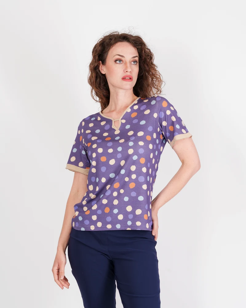 Maglia scollo goccia pois 187