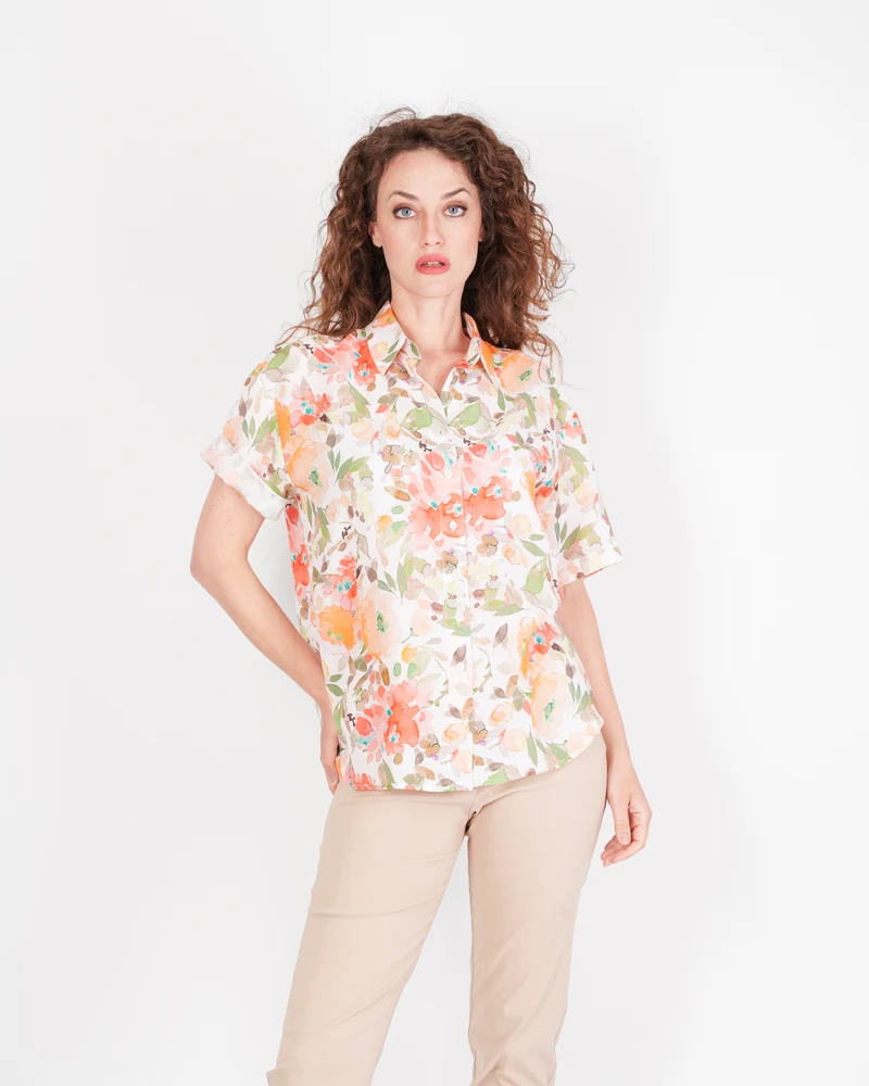 Camicia Viscosa e lino fantasia primavera 26-51