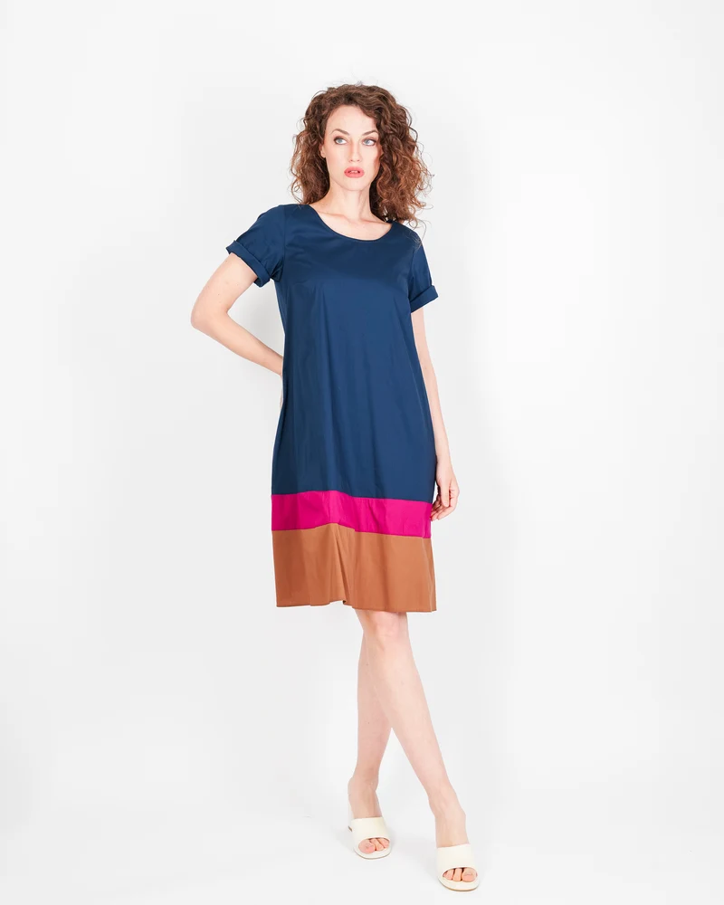Abito in cotone manica corta con balze DS 1167