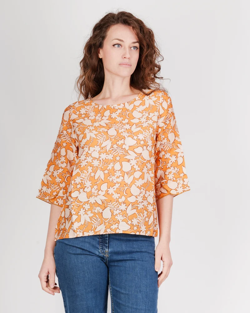 Maglia manica 3/4 stampa fiori S-181