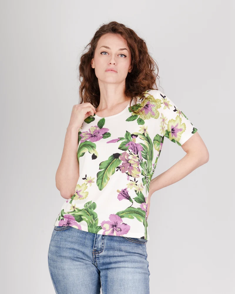 Maglia in viscosa fantasia fiori L823