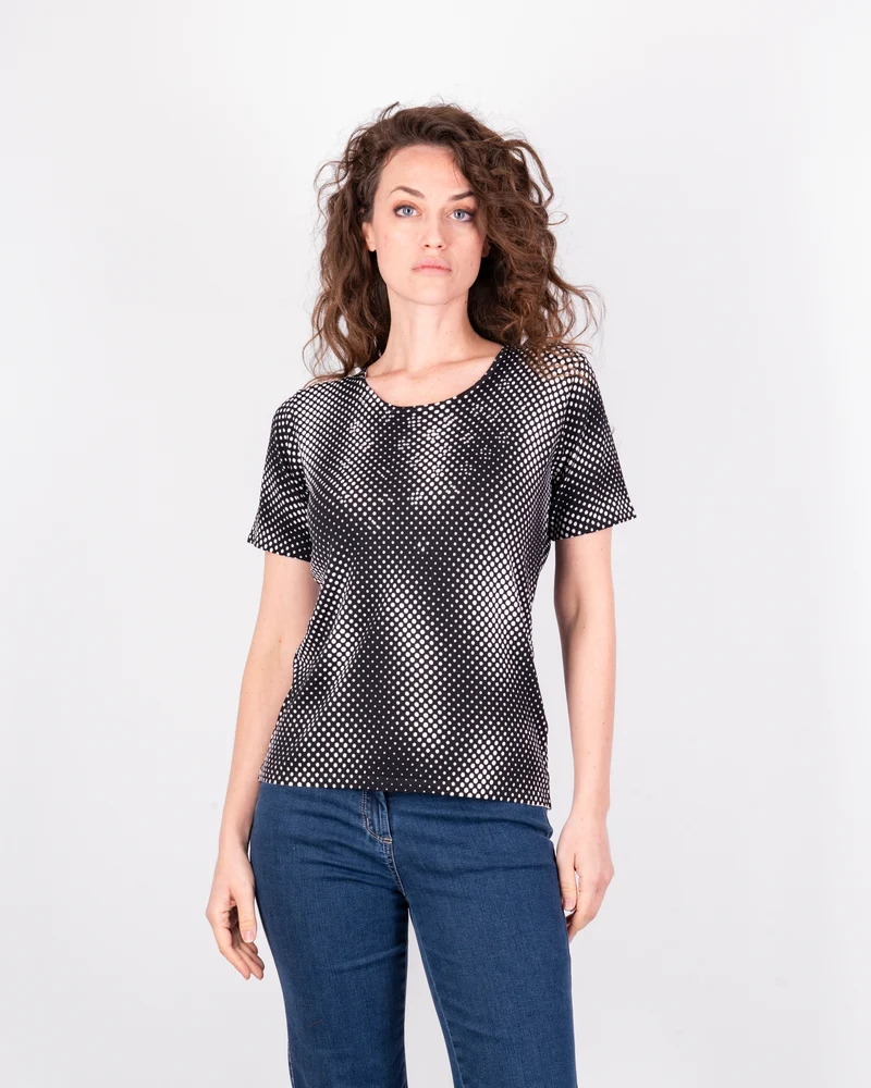 Maglia in viscosa micro pois L5694