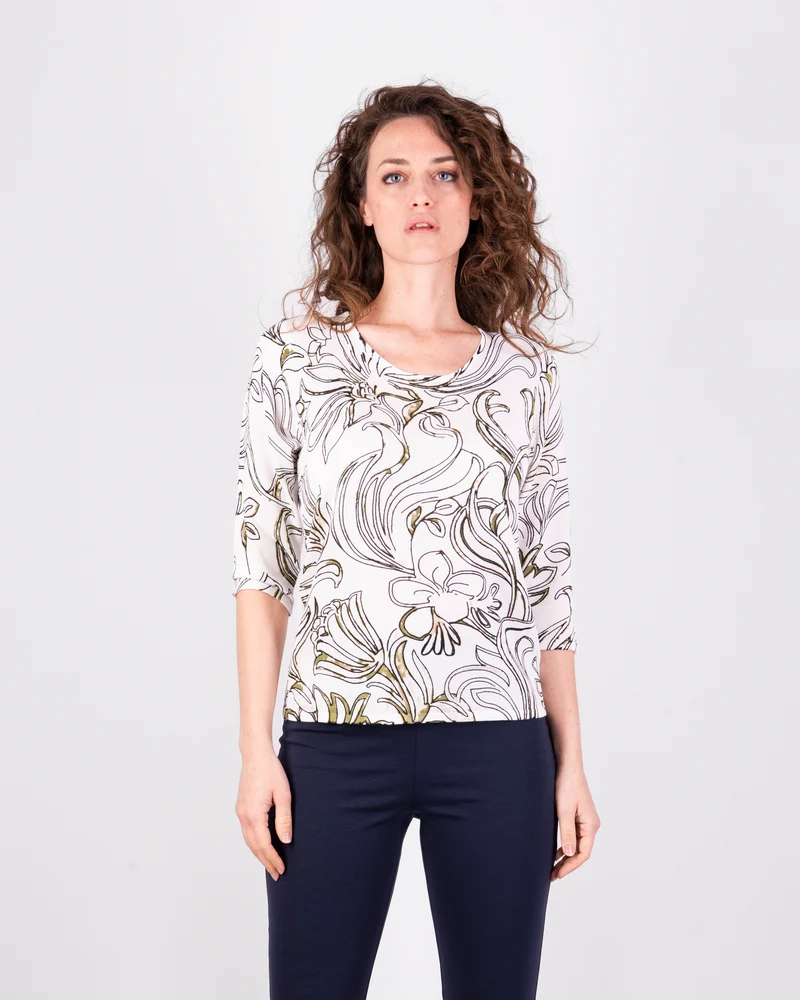 Maglia scollo Madonna 3/4 viscosa fantasia 7606