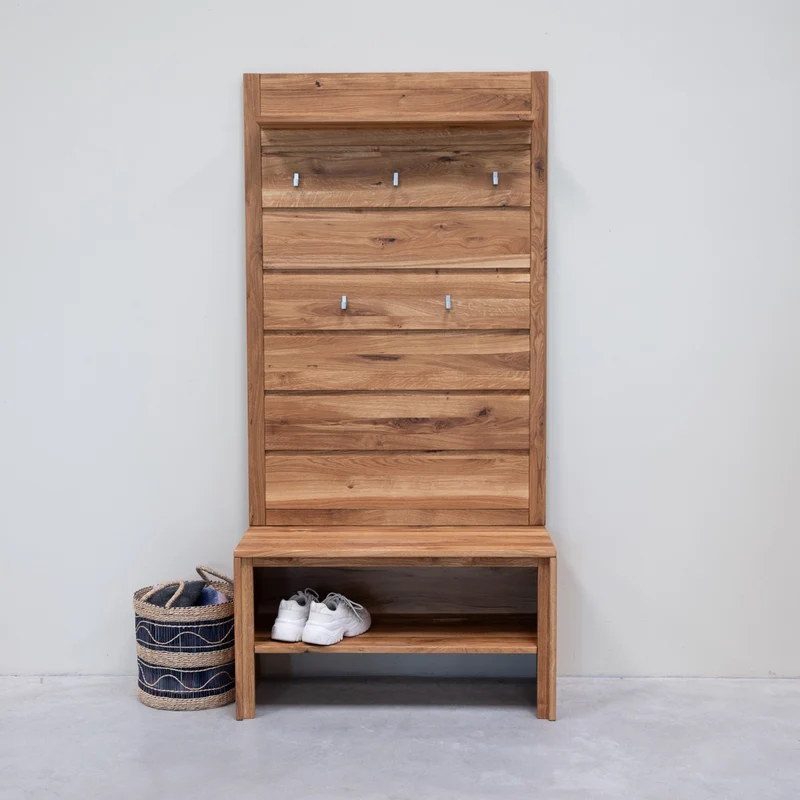 Perchero de pared de madera maciza de roble Pola | NordicStory