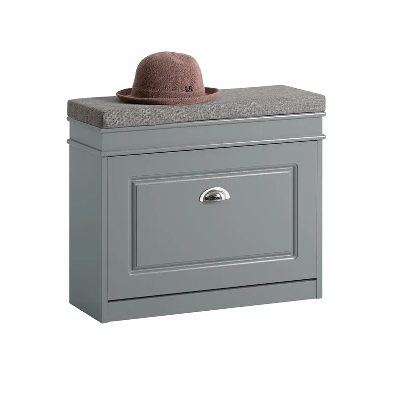 SoBuy FSR82-K-HG Scarpiera Salvaspazio Slim con Seduta - Panca Scarpiera da Ingresso Contenitore in Legno, Mobile Ingresso per Scarpe, Regolabile, Grigio L60*P24*A51 cm