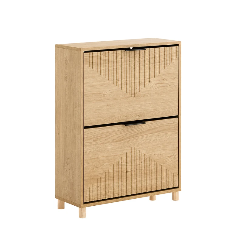 SoBuy FSR200-II-N, Scarpiera Salvaspazio Slim – Mobile Ingresso Moderno con Ante Ribaltabili, Scarpiere Moderne in Legno Chiaro per 8 Paia Scarpe – Mobiletto Esterno Slim 60x24x83 cm