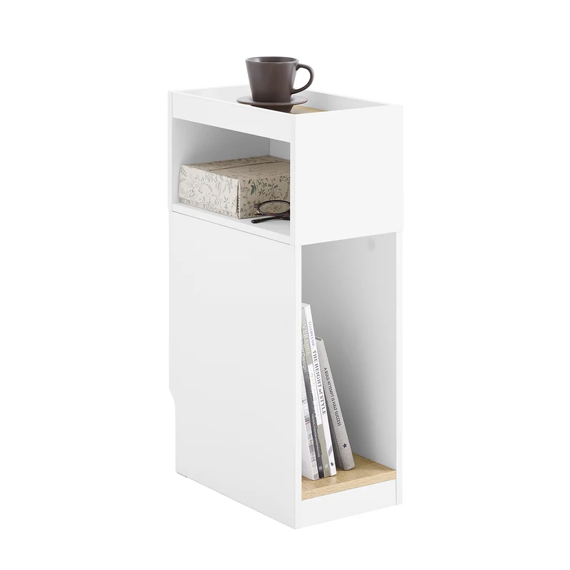 SoBuy FBT171-WN Comodino Camera da Letto Stretto, Tavolino Stretto con Cassetto e Ripiano, Comodino Moderno per Camera da Letto e Soggiorno, Bianco, 20 x 35 x 60 cm