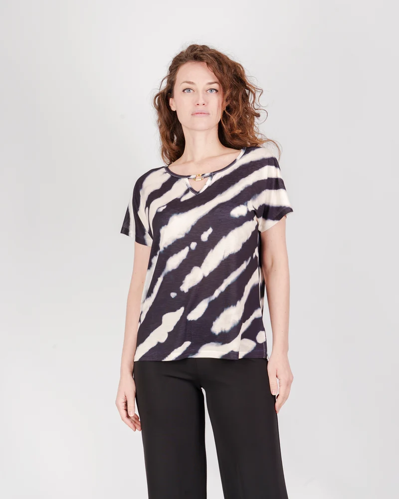 Maglia scollo barchetta stampa Tie Die 8145