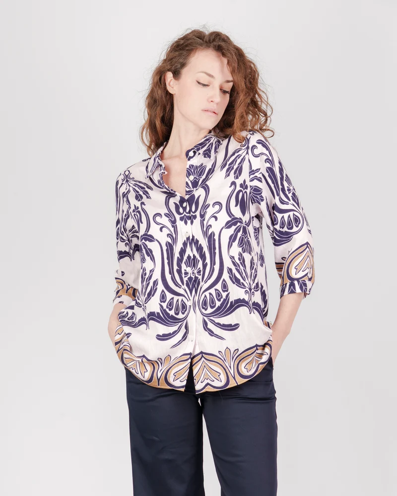 Camicia manica 3/4 fantasia damascata 5570