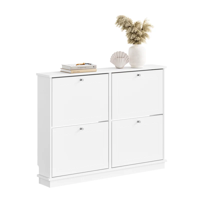 SoBuy FSR216-W, Scarpiera Salvaspazio Slim Legno - Adatta A Scarpe EU 47, Mobiletto Scarpiera per Ingressi, Corridoi, Appartamenti Piccoli, Perfetta Per Monolocali e Case Moderne - 105×18×78cm