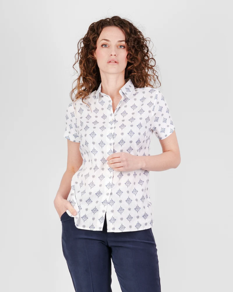 Camicia in lino micro stampa 26-36