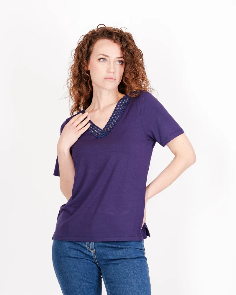 Maglia scollo V passamaneria 8121