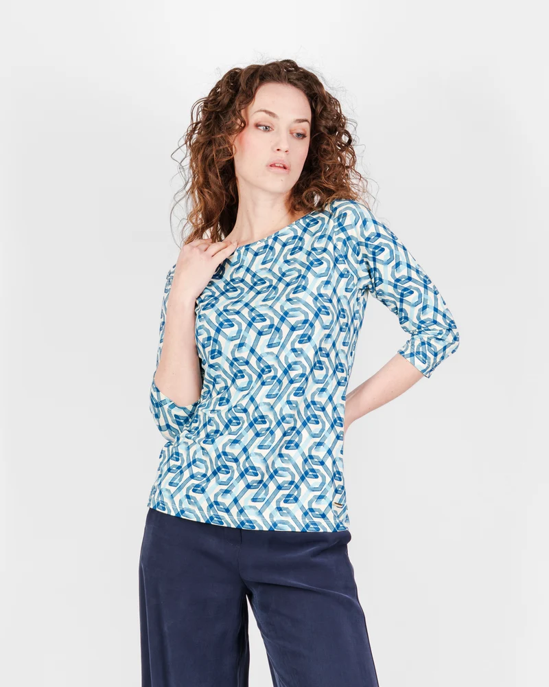 Maglia 3/4 in viscosa scollo barchetta 73048