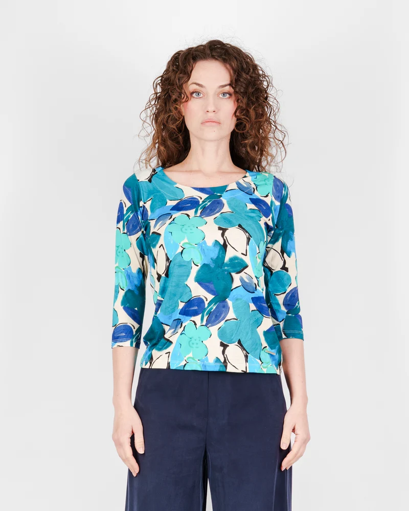 Maglia Manica 3/4 giro viscosa fantasia 74044 3/4