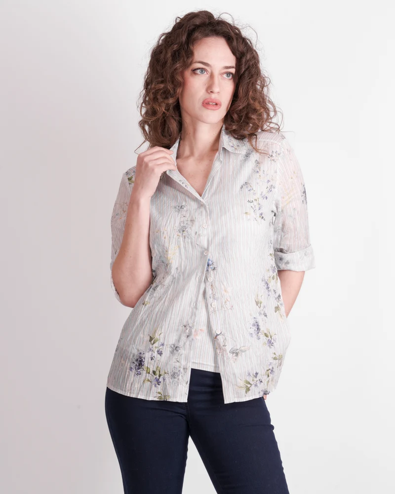 Camicia cotone con Top stessa fantasia 26-145