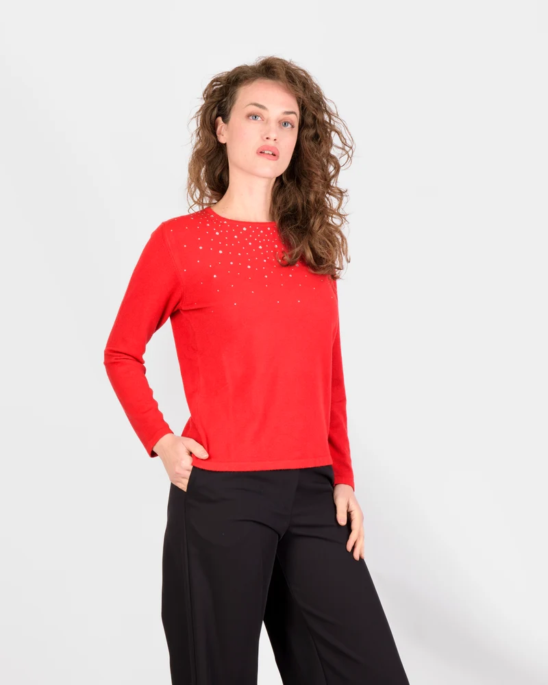 Maglia giro elegante pioggia di cristalli HU05