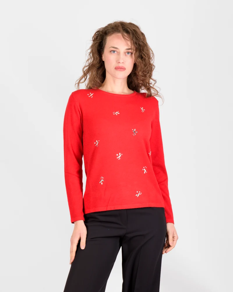 Maglia elegante cristalli di baguette HU04