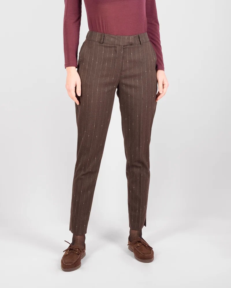 Pantalone fresco lana gessato elest.dietro H121/34