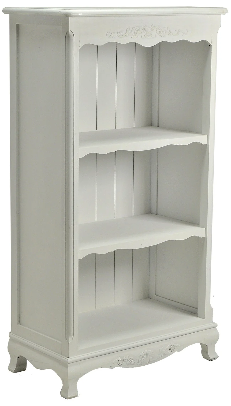 Mobile Libreria 2 Ripiani in Legno Basilea Bianco Anticato