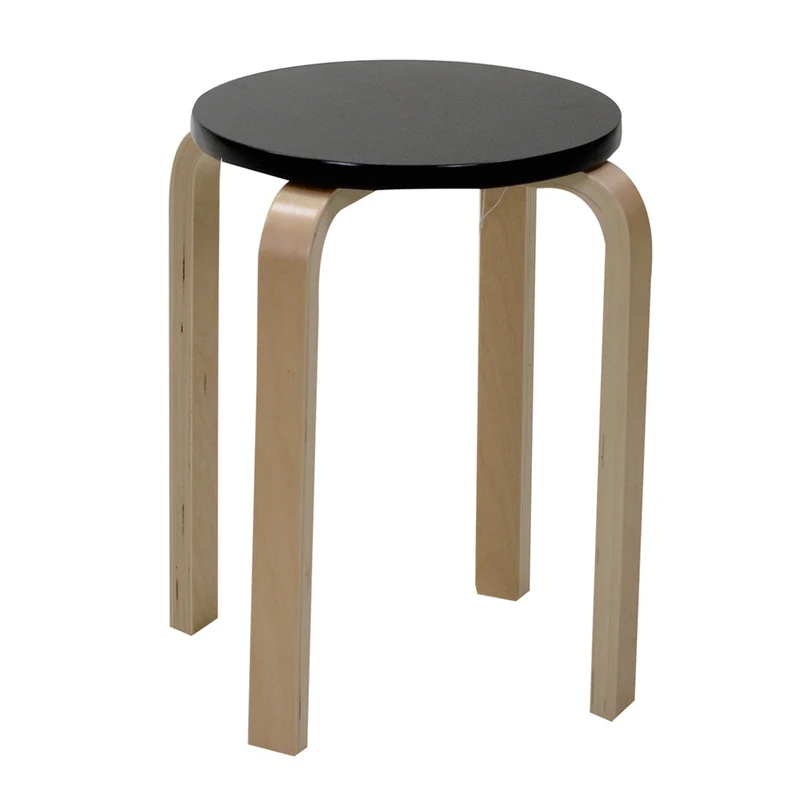 Sgabello Tondo in Legno Ø32x45cm Small Nero