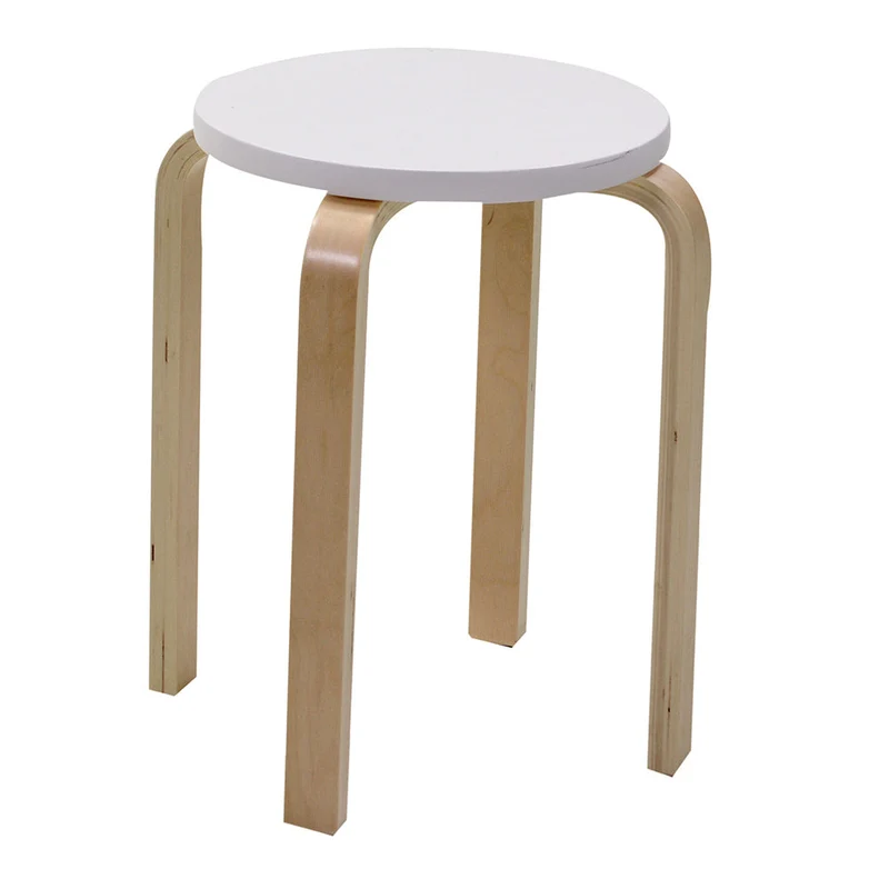 Sgabello Tondo in Legno Ø32x45cm Small Bianco