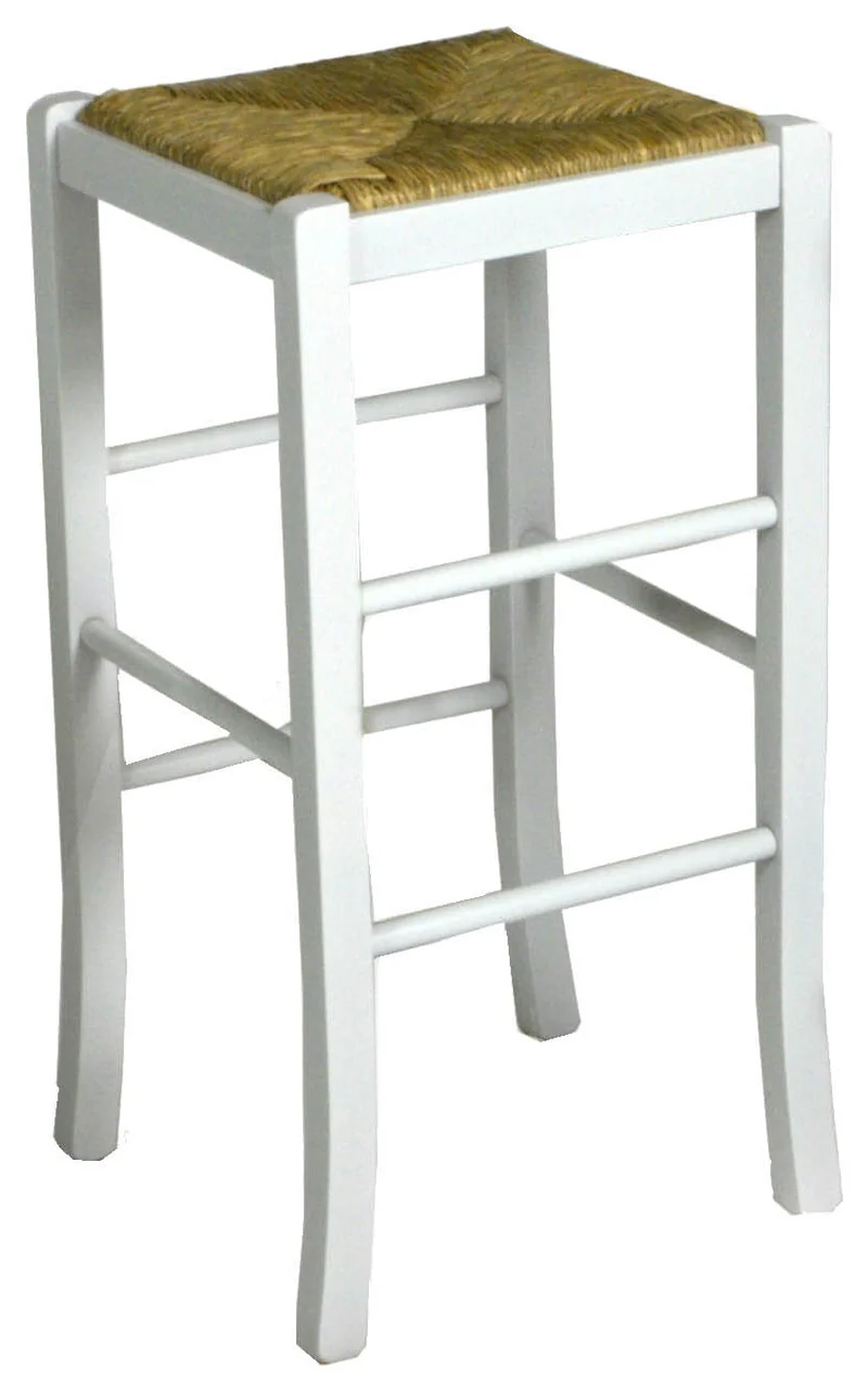 Sgabello in Legno Seduta Impagliata Venus Bianco