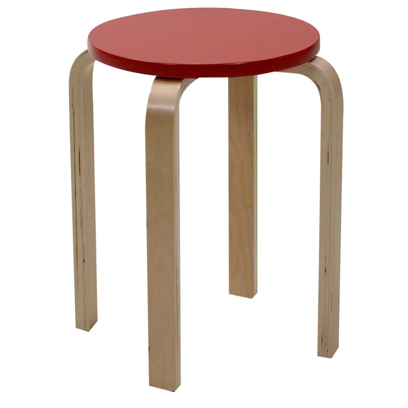 Sgabello Tondo in Legno Ø32x45cm Small Rosso