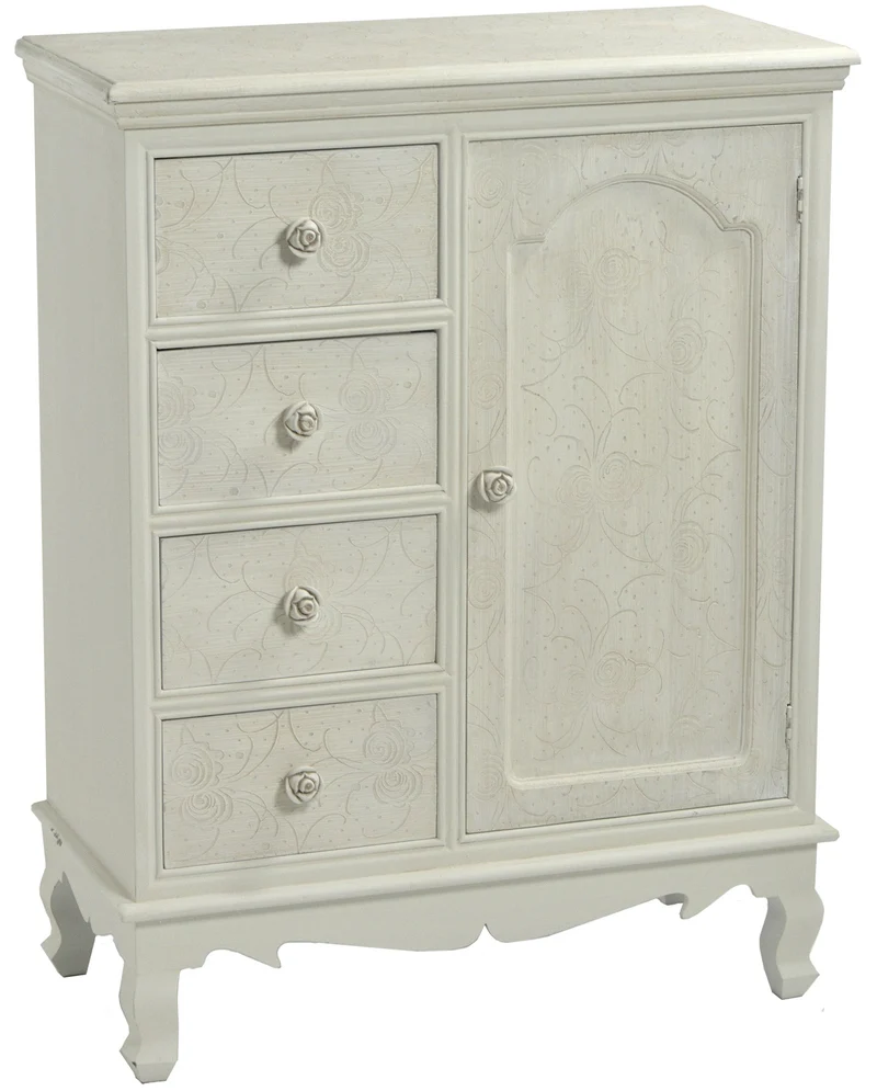 Mobiletto 1 Anta 4 Cassetti in Legno Lipsia