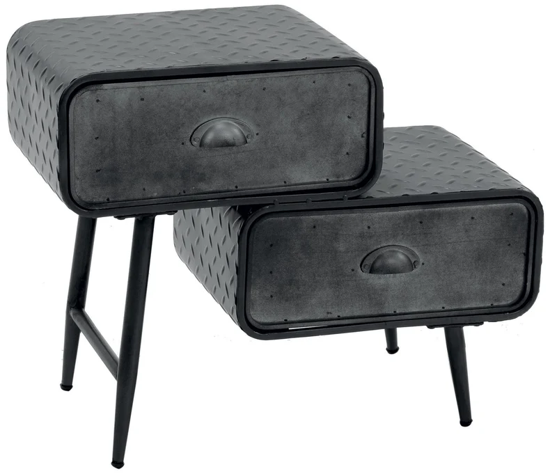 Mobiletto 2 Cassetti in Metallo Nero