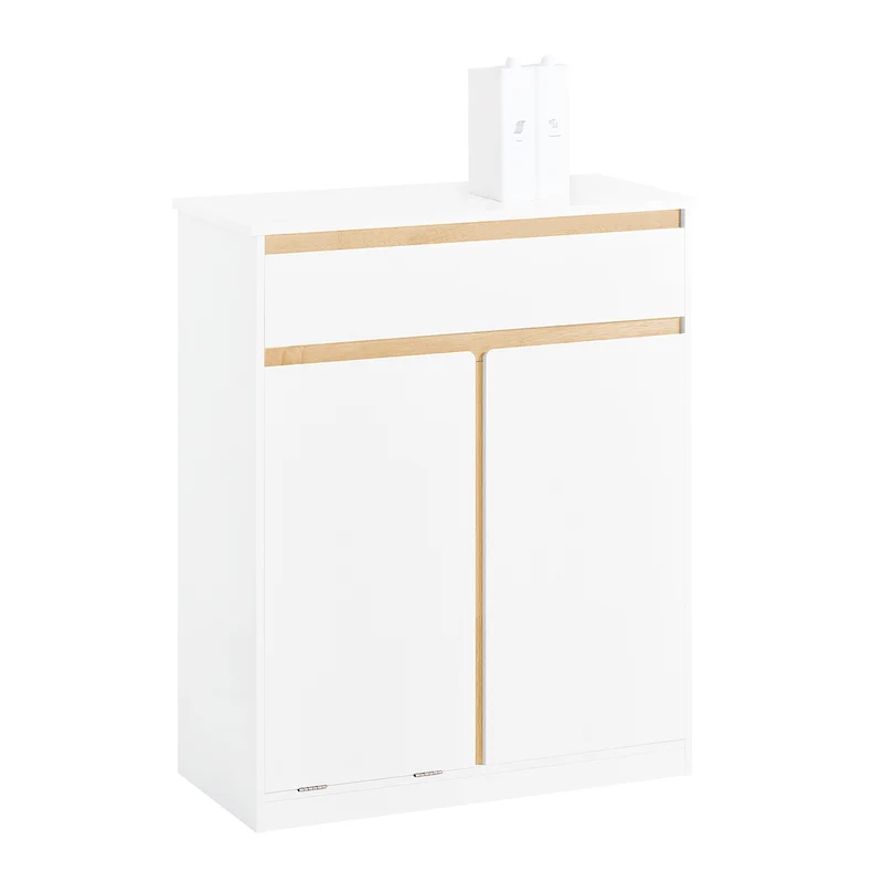SoBuy BZR79-W Mobile Bagno Salvaspazio con Cassetto, Anta e Cesto Estraibile – Mobiletto Bagno Bianco 71x33x85 cm, Armadietto da Bagno Stretto con Contenitore per Biancheria