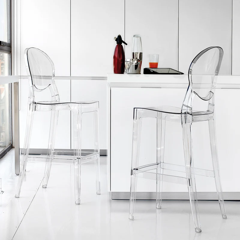 Set da 2 sgabello moderno in policarbonato con schienale - varie misure