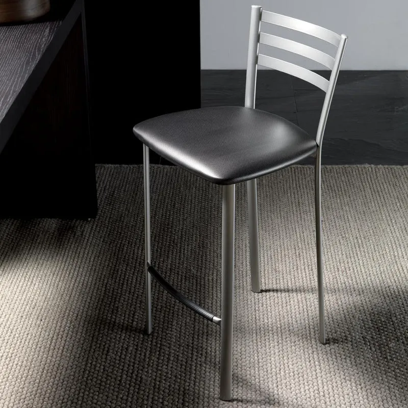 Set da 2 Sgabello alto moderno in metallo sedile in ecopelle cm 42x48x92h - vari colori