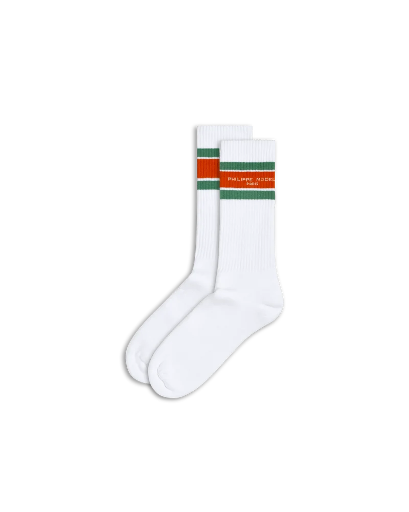 Socks in Cotton, White Sage Orange