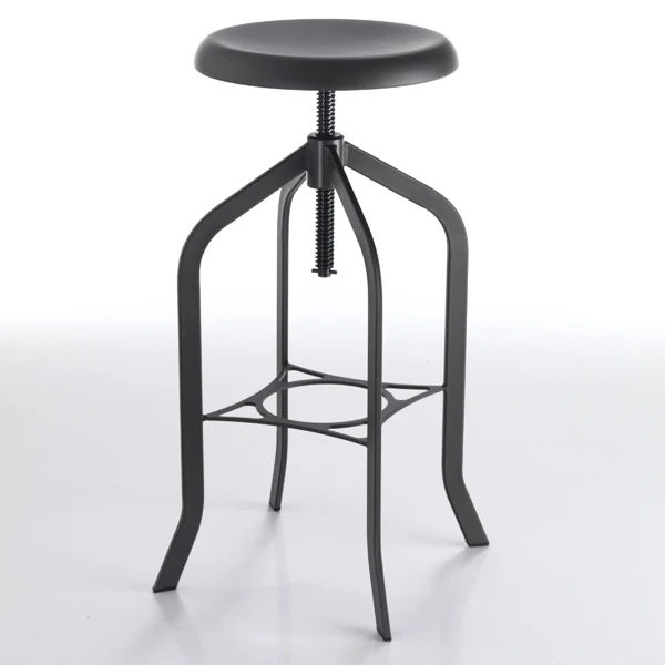 Set da 2 sgabello alto tondo in metallo stile industriale altezza regolabile cm 49x49x86h