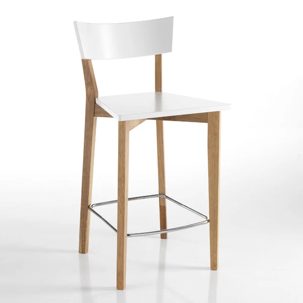 Set 2 sgabello alto moderno da cucina in legno massello cm 47x50x94h
