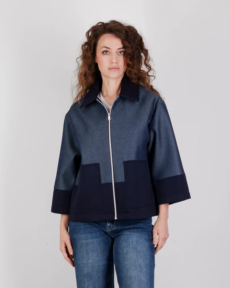 Giacca collo e zip denim DS 1327