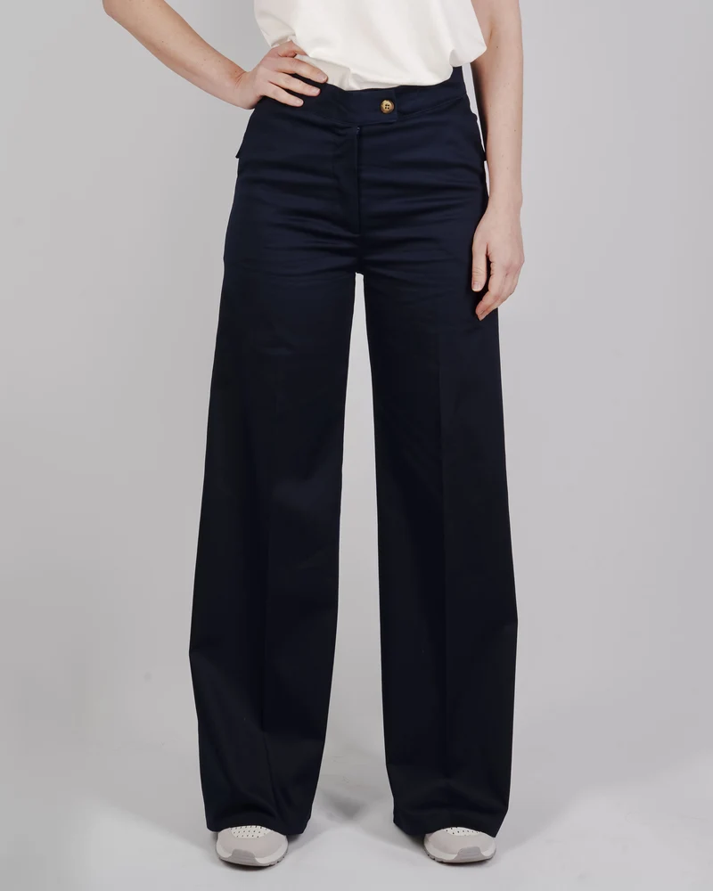 Pantalone cotone palazzo tasca filo DS 5712