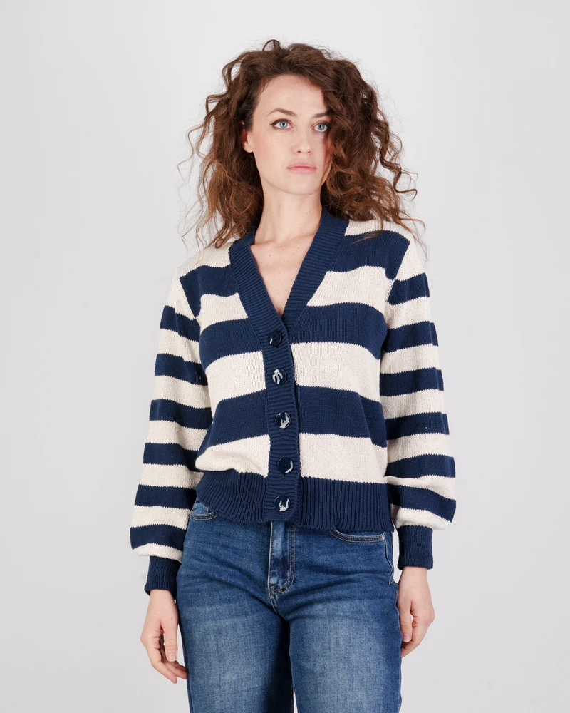 Cardigan bottoni righe micro paillettes 16052