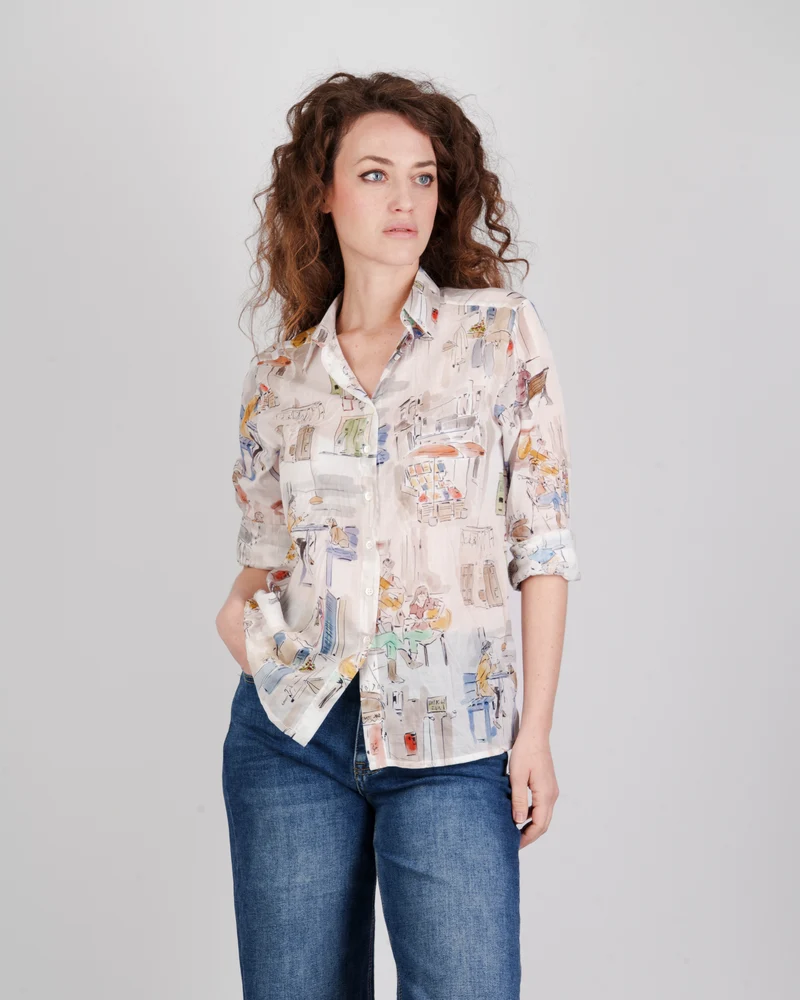 Camicia in cotone fantasia Relax 26-101