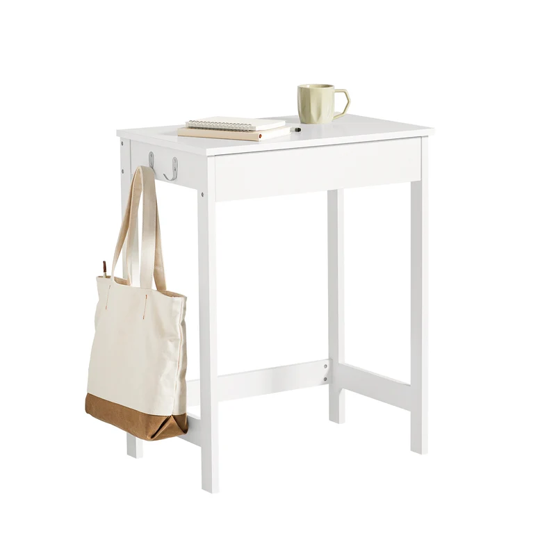 Pre-sale SoBuy FWT43-W Scrivania Salvaspazio con 1 Cassetto e 2 Ganci Tavolo da Lavoro Angolare Piccolo per Ufficio o Studio Scrivania Bianca per Casa, Cameretta o Computer 60x40x77cm