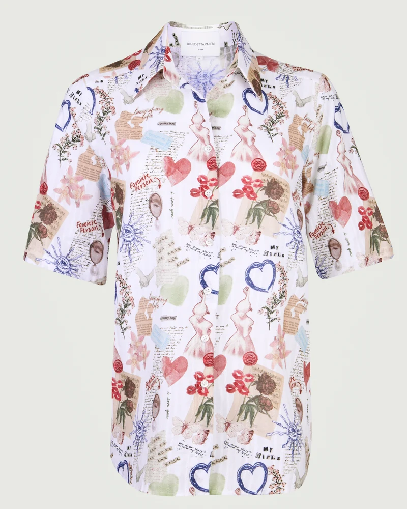 Camicia cotone bambole e cuori 25-256