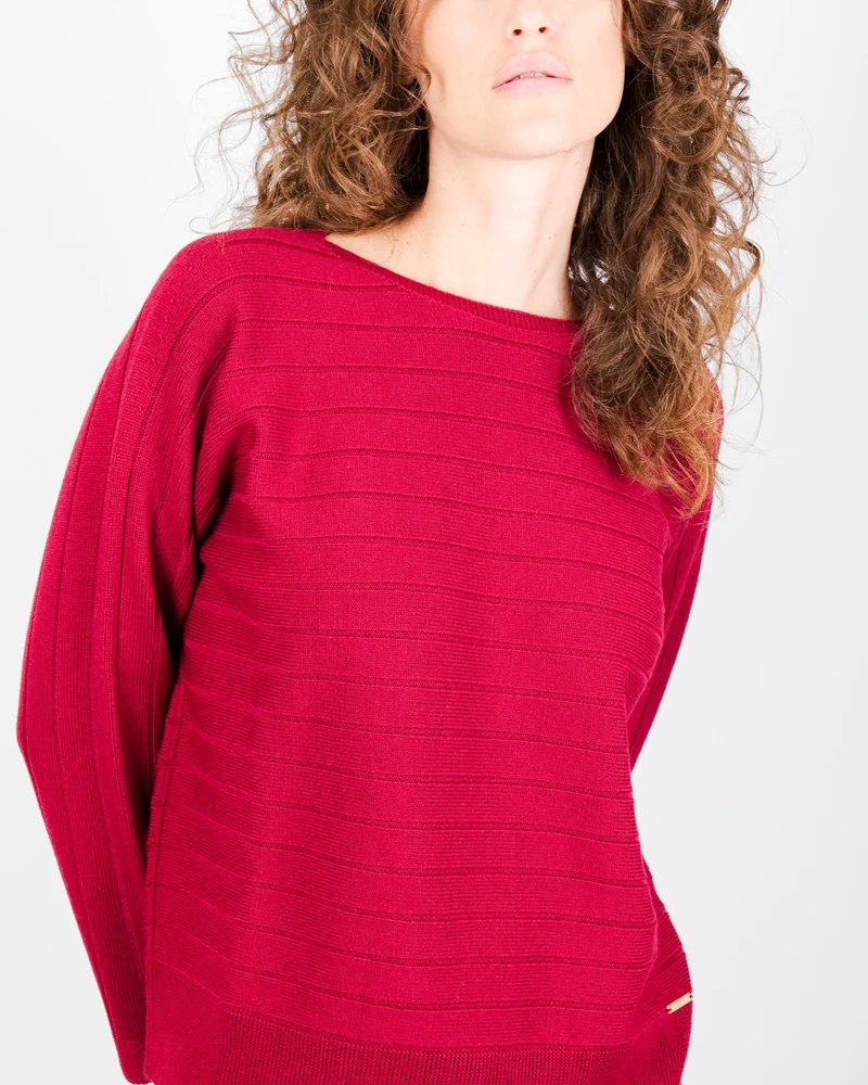 Maglia coste orizzontali pura lana Z9508
