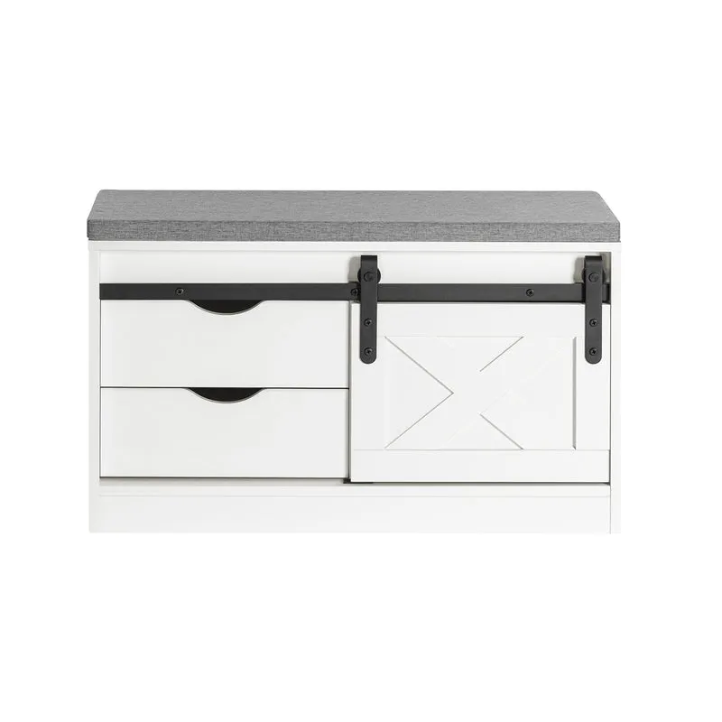 SoBuy Panca scarpiera con anta scorrevole 80x30x49cm FSR153-W